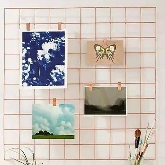 Memory Board Quadro Porta Retratos Fotos Aramado Rose Gold Arramado