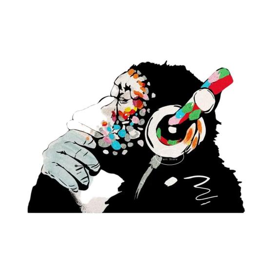 Tela Graffiti Banksy Con Cornice Stampa Su Tela Con Cornice Profonda - Foto 3