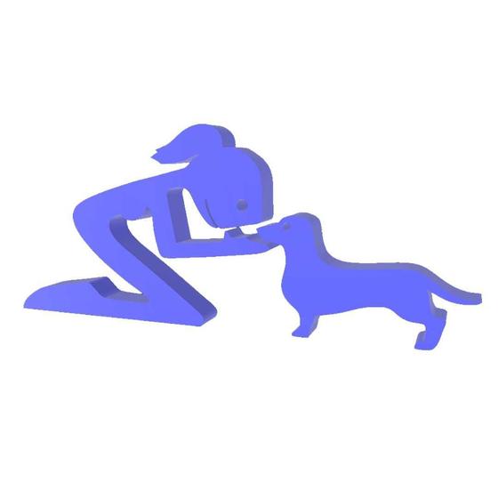 Imagem de Menina E Salsicha Cachorro Pet Decoração 3D