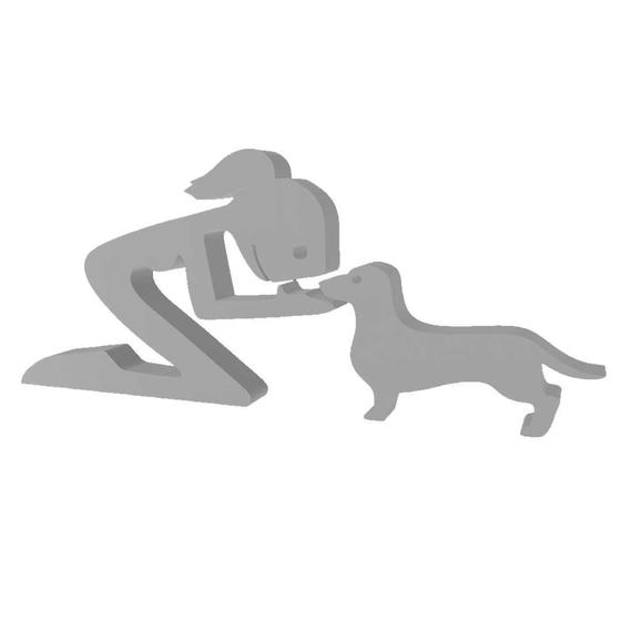 Imagem de Menina E Salsicha Cachorro Pet Decoração 3D