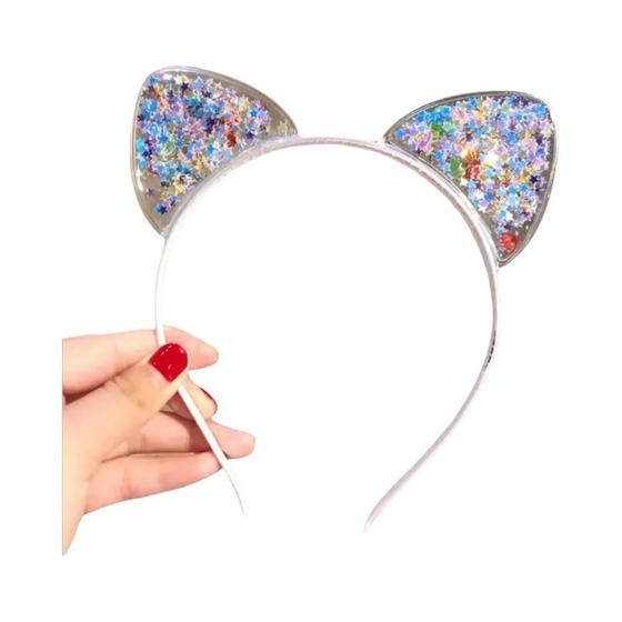 Imagem de Meninas Brilhantes Lantejoulas Orelhas De Gato Hairbands Bonito Princesa Bandana Crianças Moda