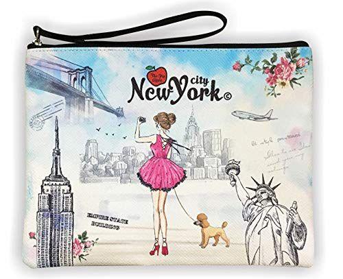 Imagem de Meninas e mulheres grande moda bonito Nova York lembrança zíper bolsa de viagem cosméticos saco de mão bolsa de maquiagem (JP-330133E)