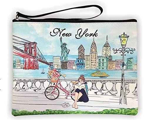 Imagem de Meninas e mulheres grande moda bonito Nova York lembrança zíper bolsa de viagem cosméticos saco de mão bolsa de maquiagem (JP-330133F)