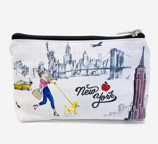 Imagem de Meninas e mulheres moda bonito Nova York lembrança zíper bolsa de viagem cosméticos saco bolsa de maquiagem (JP-330104H)