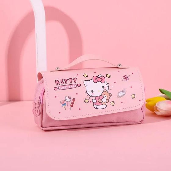 Imagem de Meninas Kawaii Sanrio Cinnamoroll Kuromi Pochacco Lápis Caso Crossbody Bolsa De Armazenamento