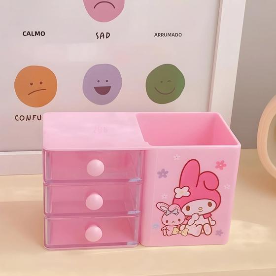 Imagem de Meninas Multifuncional Hello Kitty Caixa De Armazenamento Dos Desenhos Animados Adesivos Caneta