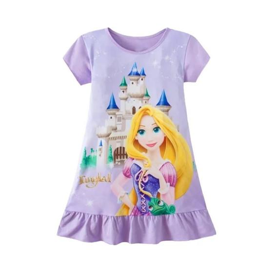 Imagem de Meninas Sereia Princesa Belle Dos Desenhos Animados Camisola Pijamas Verão Pijamas 3-8 Anos Vestido