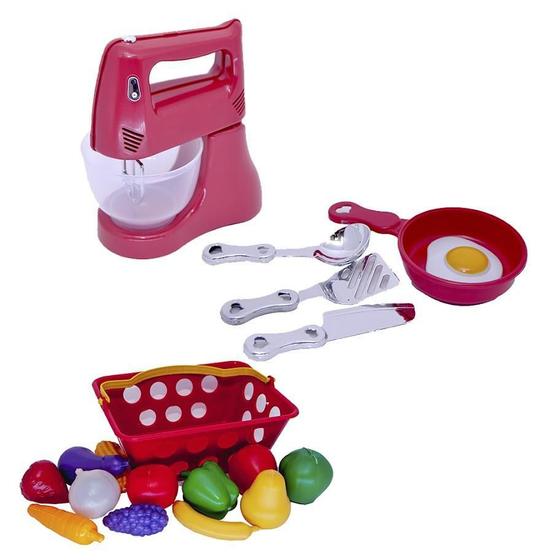 Imagem de Menino Brinquedo Cozinha Infantil Eletro Panela 19Peças