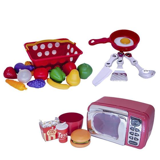 Imagem de Menino Brinquedo Infantil Cozinha Eletro Panela 23pç