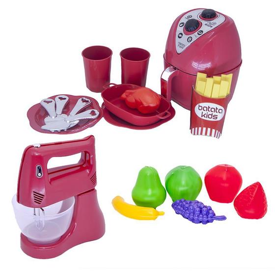 Imagem de Menino Chefe Kit Cozinha Air Fryer Fruta Batedeira 19pç