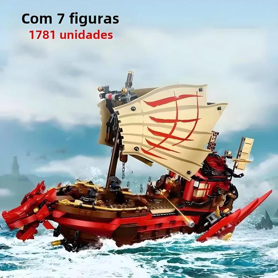 Imagem de Meninos 1781 Pçs Destino Recompensa Navio Dragão Barco Mosteiro Blocos De Construção Brinquedo