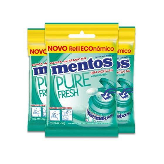 Imagem de Mentos Bag Refil Wintergreen Zero Açúcar com 3 pacotes de 56g cada