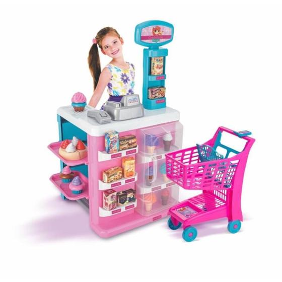 Imagem de Mercadinho Infantil Confeitaria Carrinho Caixa Registradora - Magic Toys