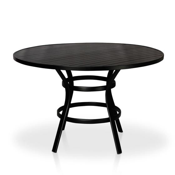 Imagem de Mesa 1,30 Para Área Externa, Gourmet, Jardim Com Tampo Em Alumínio Ripado - Preto