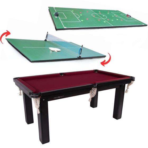 Imagem de Mesa 3 em 1 - Sinuca/Ping Pong/Futebol Botão  Procópio 