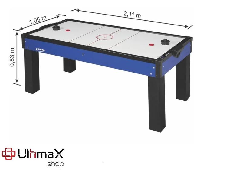 Imagem de Mesa Aero Hockey - Mesa Azul 2,14x 1,09 C/contador + Kit Klopf 1045