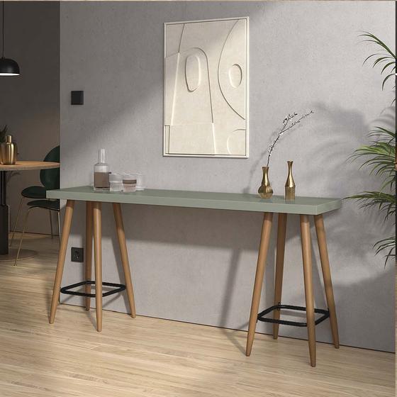 Imagem de Mesa Aparador Buffet Balcão Andy 90 cm Pé Palito Imbuia Tampo 100% MDF Verde Oliva - Ahz Móveis