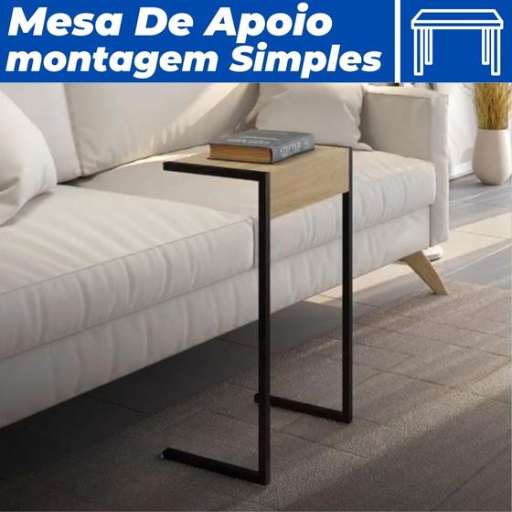 Imagem de Mesa Apoio Lateral leitura Notebook Café 44X72 Industrial Moderno