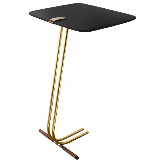 Imagem de Mesa Apoio Lateral  para Sofá Lisboa Pé Dourado LarFlex