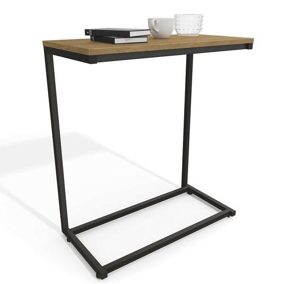 Mesa Apoio Lateral Sofá Industrial Metal Madeira Kappesberg Freijo/Preto Fosco Menor preço em Mesa Apoio Lateral Sofá Industrial Metal Madeira Kappesberg Freijo/Preto Fosco