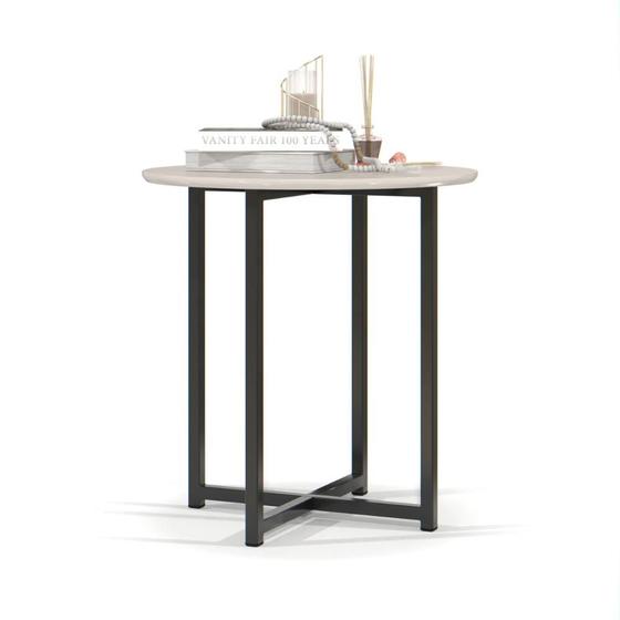 Imagem de Mesa Apoio Lateral Sofá Sala Estar Redonda Estilo Industrial
