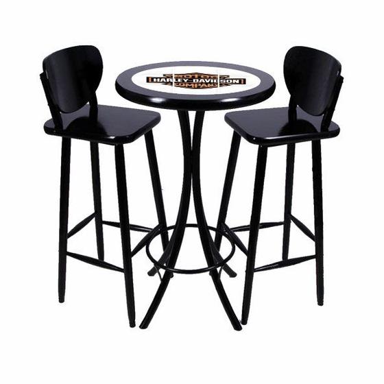 Imagem de Mesa área gourmet alta redonda Preta Harley Davidson