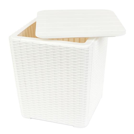 Imagem de Mesa Auxiliar De Jardim Rattan Capri Branco