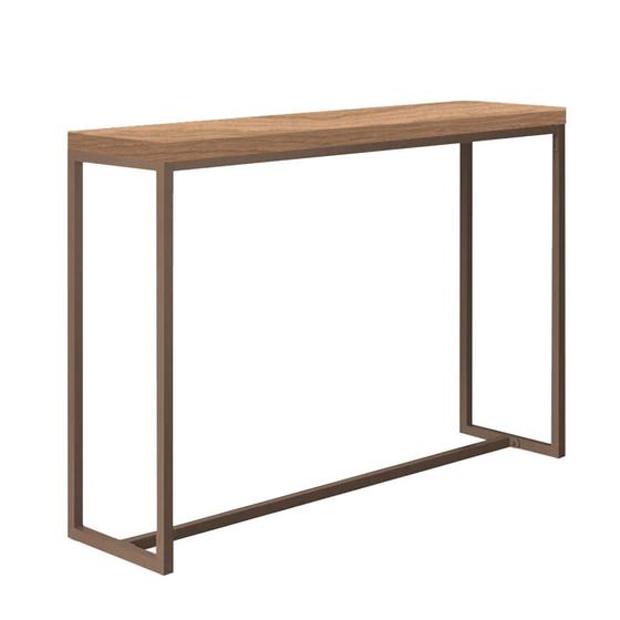 Imagem de Mesa Bancada Balcão Aparador Alto Mavie 150cm Industrial Ferro Marrom Madeira 100% MDF Freijó - Ahazzo Móveis