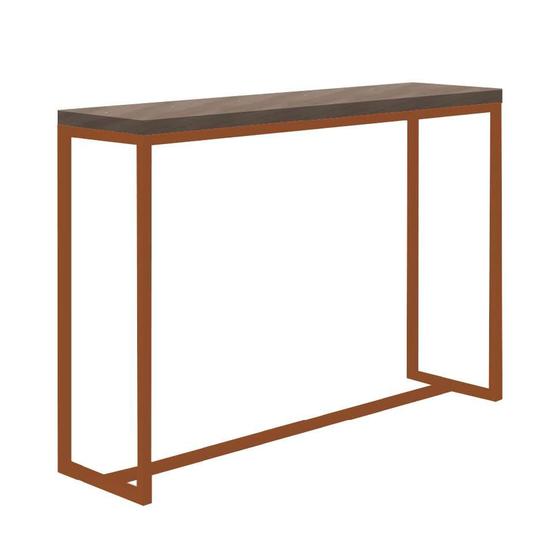 Imagem de Mesa Bancada Bistrô Mavie 150cm Industrial Office Cozinha Ferro Bronze MDF Caramelo - Ahazzo Móveis