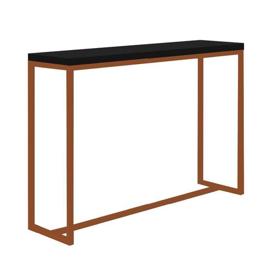 Imagem de Mesa Bancada Bistrô Mavie 150cm Industrial Office Cozinha Ferro Bronze MDF Preto - Ahazzo Móveis