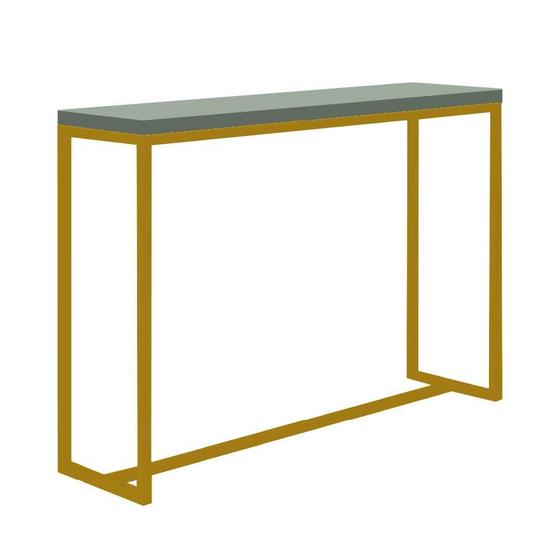 Imagem de Mesa Bancada Bistrô Mavie 150cm Industrial Office Cozinha Ferro Dourado MDF Verde Oliva - Ahz Móveis