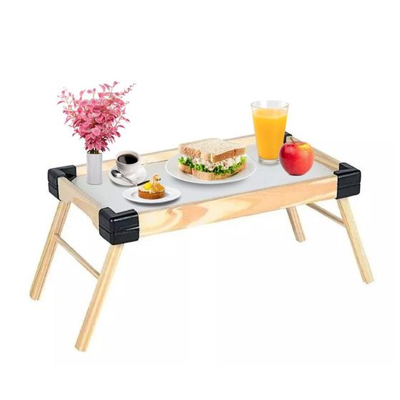 Imagem de Mesa Bandeja Café Da Manhã Grande Madeira Pinus Retangular