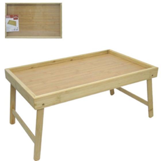 Imagem de Mesa / bandeja de madeira com pé retangular para cantinho do café cama ou cozinha - 45cm