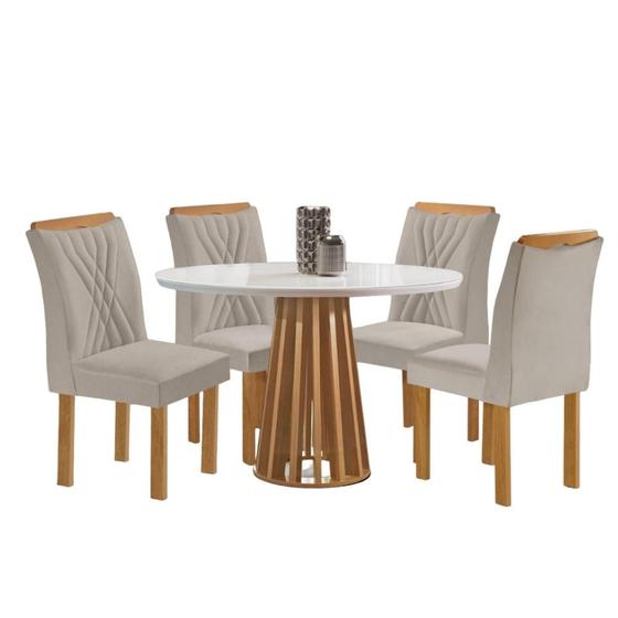 Imagem de Mesa Berlim Redonda 1,00x1,00 Com 4 Cadeiras Lisboa - Cel Moveis