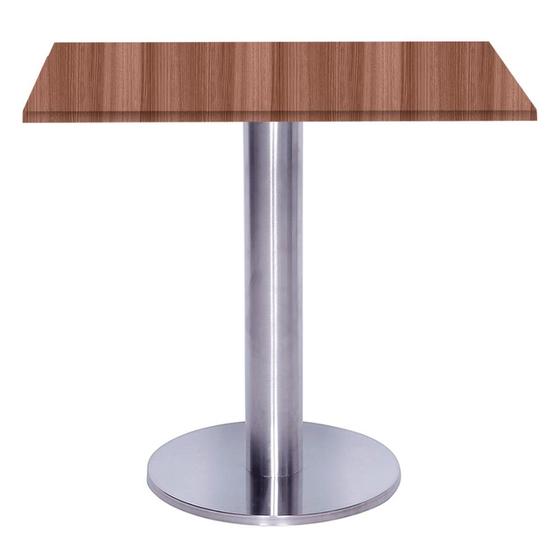 Imagem de Mesa Beta Big Inox 75 cm (Alt) Disco Redondo Tampo MDP Quadrado 60 cm (Larg) x 2,50 cm (Alt) Walnut