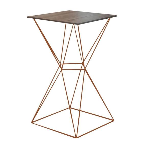 Imagem de Mesa Bistrô Lucca Industrial Quadrado Ferro Bronze Tampo 100% MDF Caramelo - Ahazzo Móveis