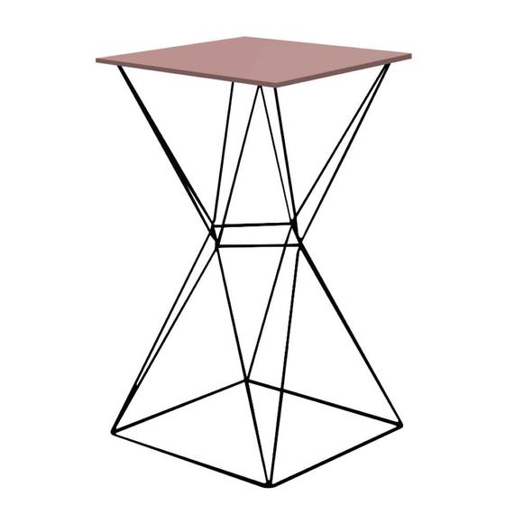 Imagem de Mesa Bistrô Lucca Industrial Quadrado Ferro Preto Tampo 100% MDF Rose - Ahazzo Móveis