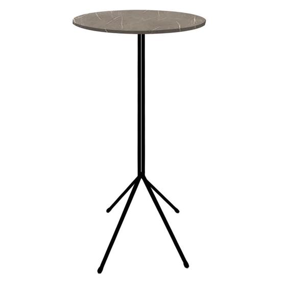 Imagem de Mesa Bistrô Nunno Industrial Redondo Ferro Preto Tampo 100% MDF Marmorizado - Ahazzo Móveis