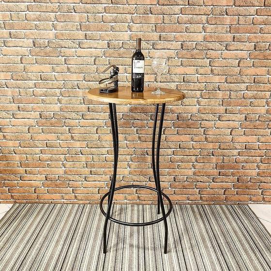 Mesa bistrô redonda de madeira Lais Metal Art Mesa Bistrô