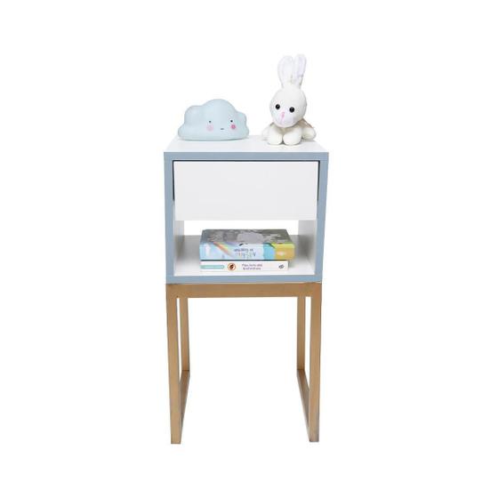 Imagem de Mesa Cabeceira Branca 30Cm Quarto Infantil ul Eco Dourada