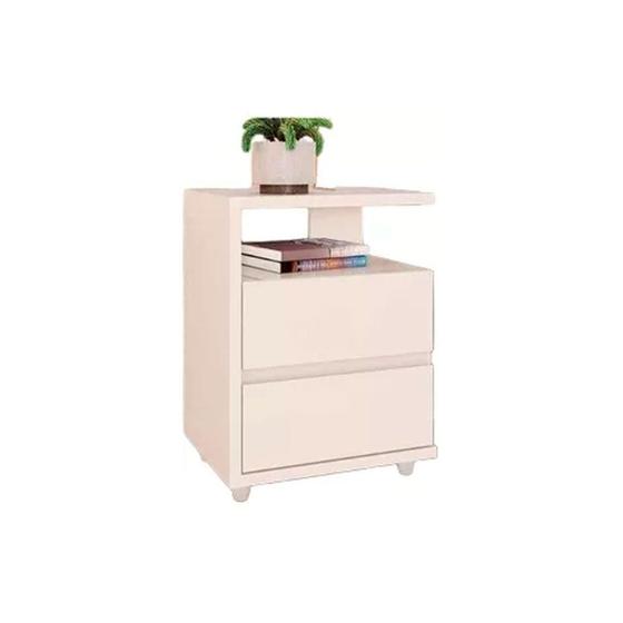 Mesa Cabeceira Campeche c/ 2 Gavetas Off White - Henn Menor preço em Mesa Cabeceira Campeche c/ 2 Gavetas Off White - Henn