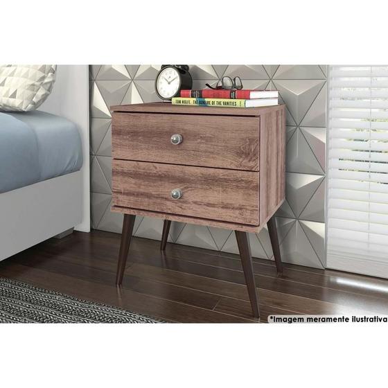 Imagem de Mesa Cabeceira Casal RT 3032 c/ 2 Gavetas Rustico - Movelbento