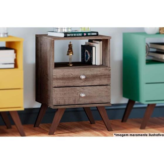 Imagem de Mesa Cabeceira Casal RT3103 c/ 2 Gavetas Rustico - Movelbento