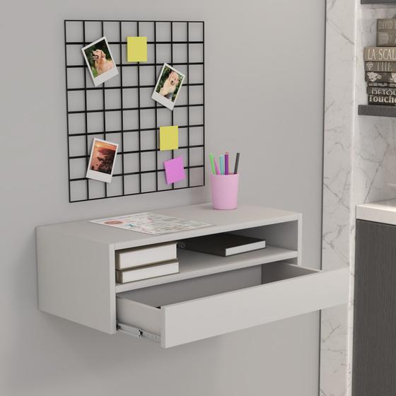 Mesa Cabeceira Gaveta Inferior Nicho Suspenso MDF Elegante Menor preço em Mesa Cabeceira Gaveta Inferior Nicho Suspenso MDF Elegante