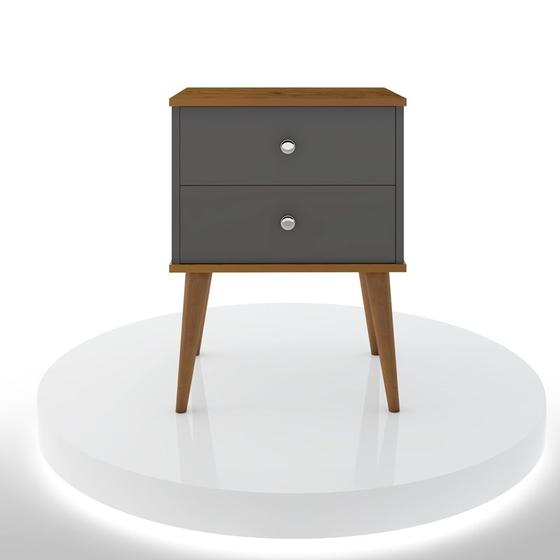 Imagem de Mesa Cabeceira Quarto 2 gavetas Decoração Moderna Lateral Cama Organizada Berlim
