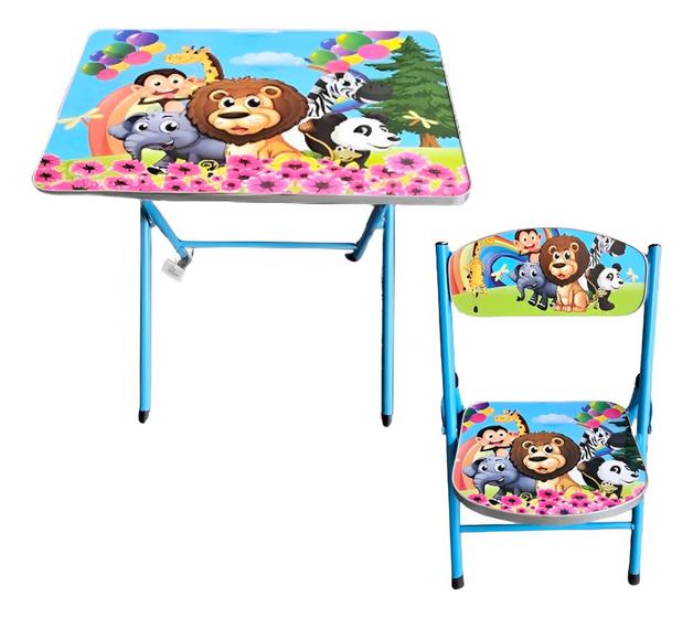 Mesa Cadeira Infantil Em Aço Com Tampo Mdf Azul Menino - FenixCv ...