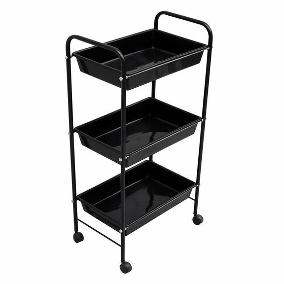 Imagem de Mesa Carrinho Auxiliar com 3 Bandejas Linha Black BCMED