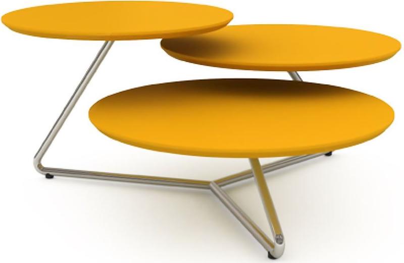 Imagem de Mesa Centro Baittom MDF Amarelo Estrutura Cromada 82 cm (LARG) - 41114