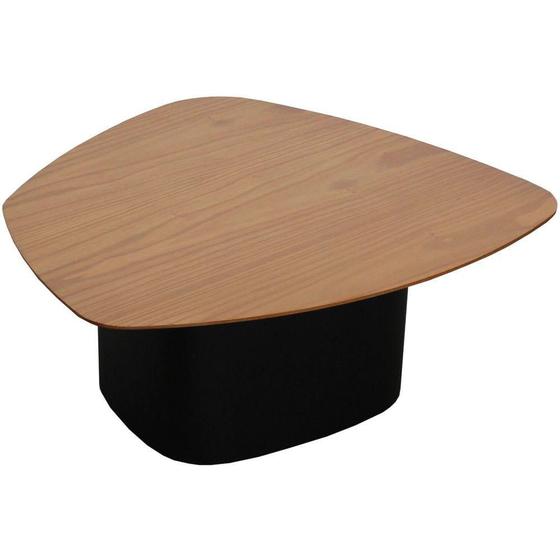 Imagem de Mesa Centro Stone Baixa Tampo Amêndoa Suave com Base Preto Fosco 68 cm - 72361