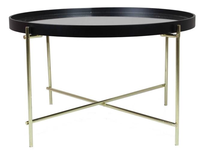 Imagem de Mesa Centro Volpi Baixa Tampo Espelho com Base Dourado 79 cm (LARG) - 43476